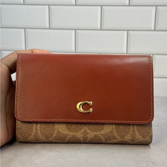 Coach Handbags - COACH Folded Wallet Tri-fold Cowhide Bordeaux Total Pattern Women's